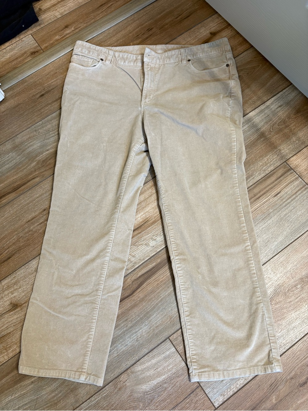 L.L. Bean Women’s Straight Corduroy Jeans in Light Tan